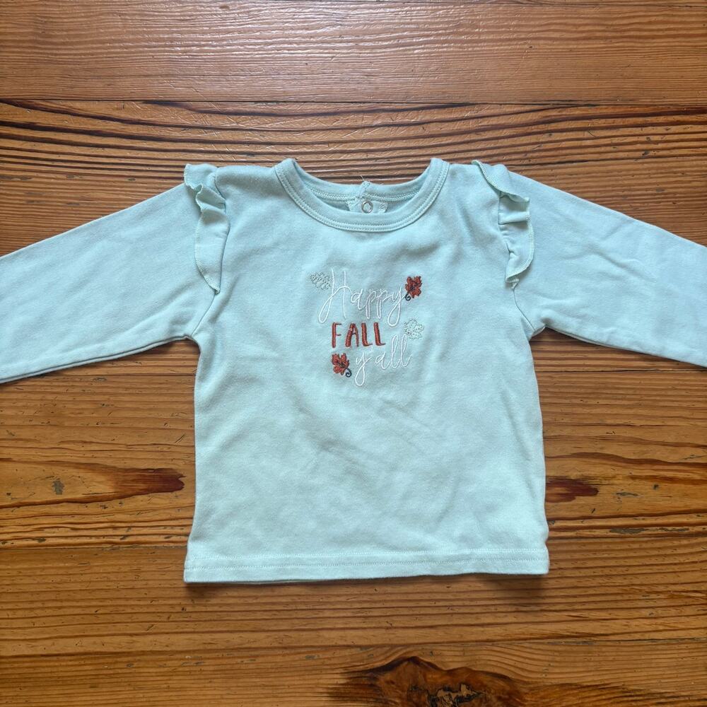 Lila & Jack light green Happy Fall Ya'll long‎ sleeve baby shirt SIZE 18-24M